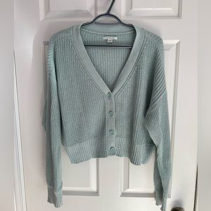 American Eagle Outfitters Mint Green Cropped Button Cardigan